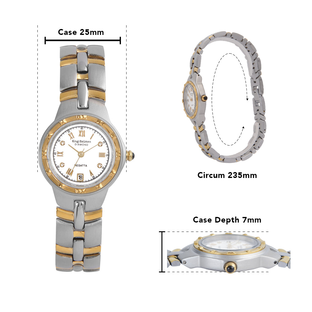 Krug Baümen Ladies Regatta Diamond Gold Watch