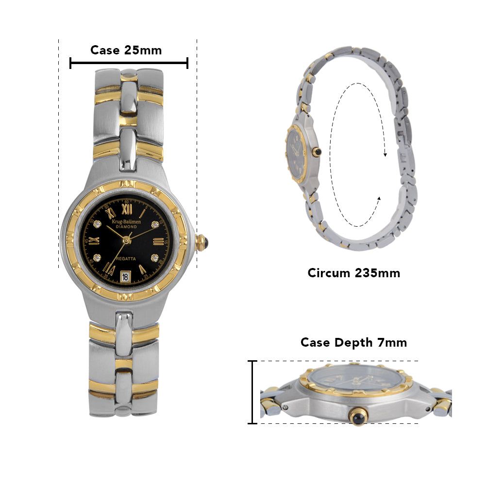 Krug Baümen Ladies Regatta Diamond Gold Watch