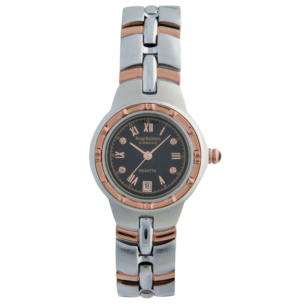 Krug Baümen Ladies Regatta Diamond Rose Gold Watch