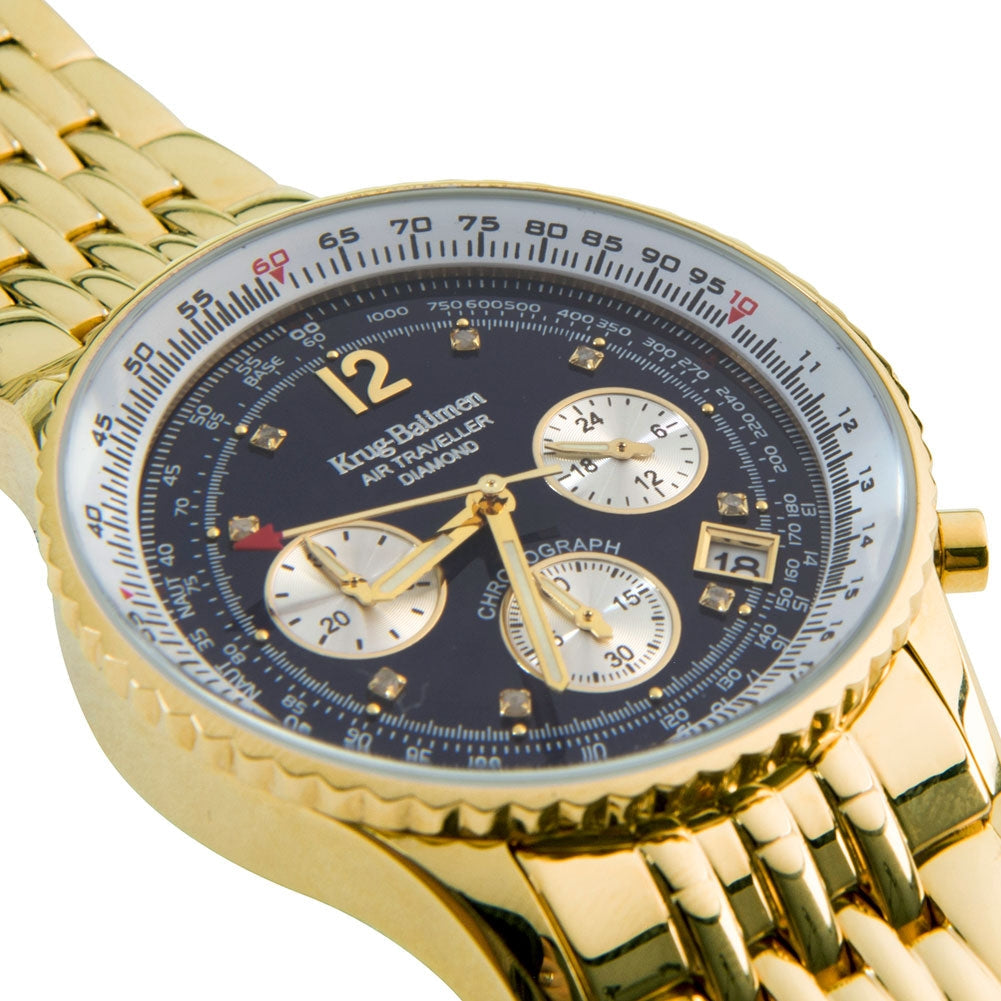 Krug Baümen Mens Air Traveller Diamond Watch
