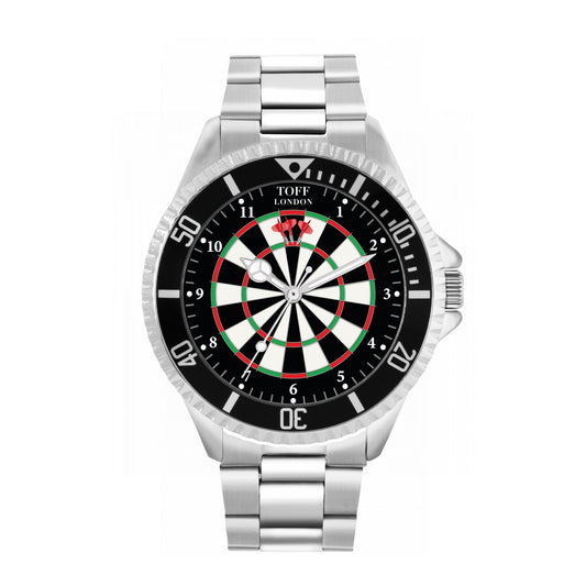 Toff London 42mm Darts Watch Watch - Silver Case & Stainless Steel Strap