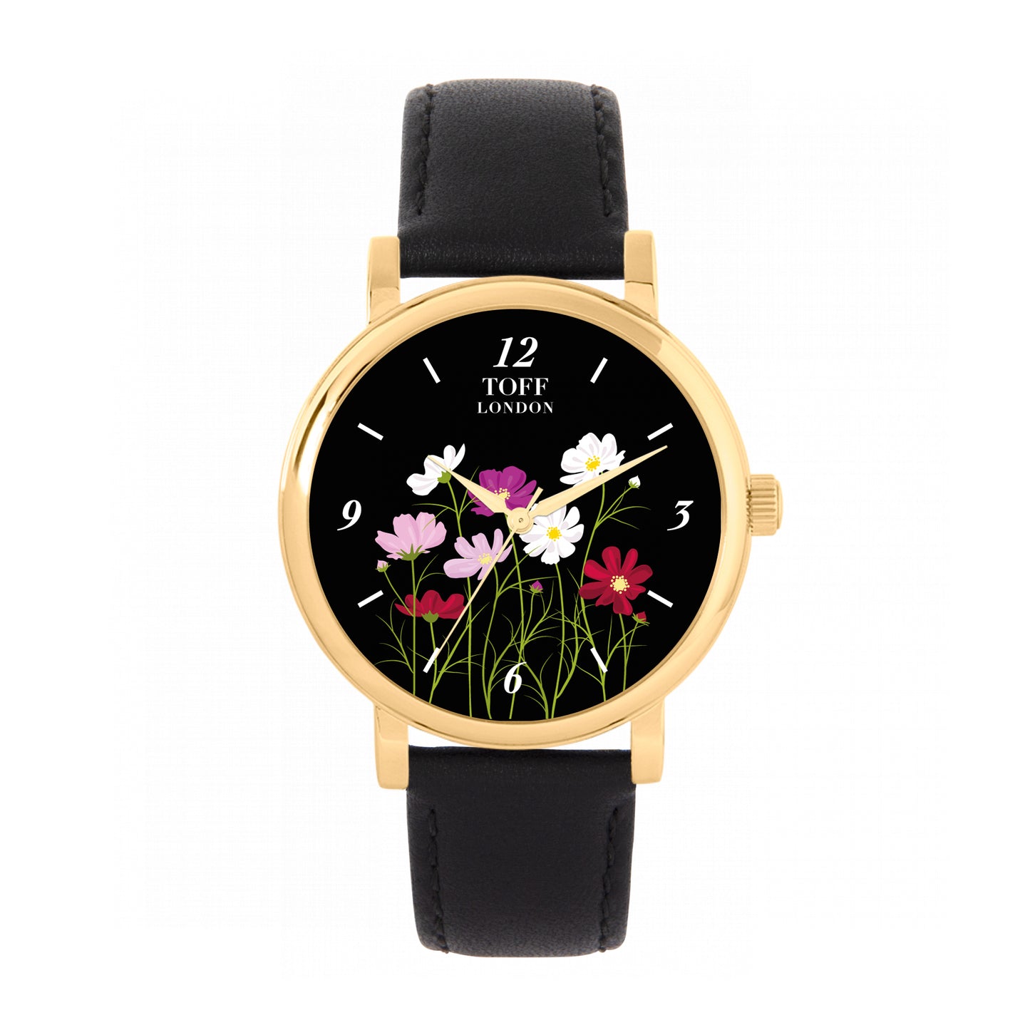Toff London 38mm Cosmos Watch - Gold Case & Black Leather Strap