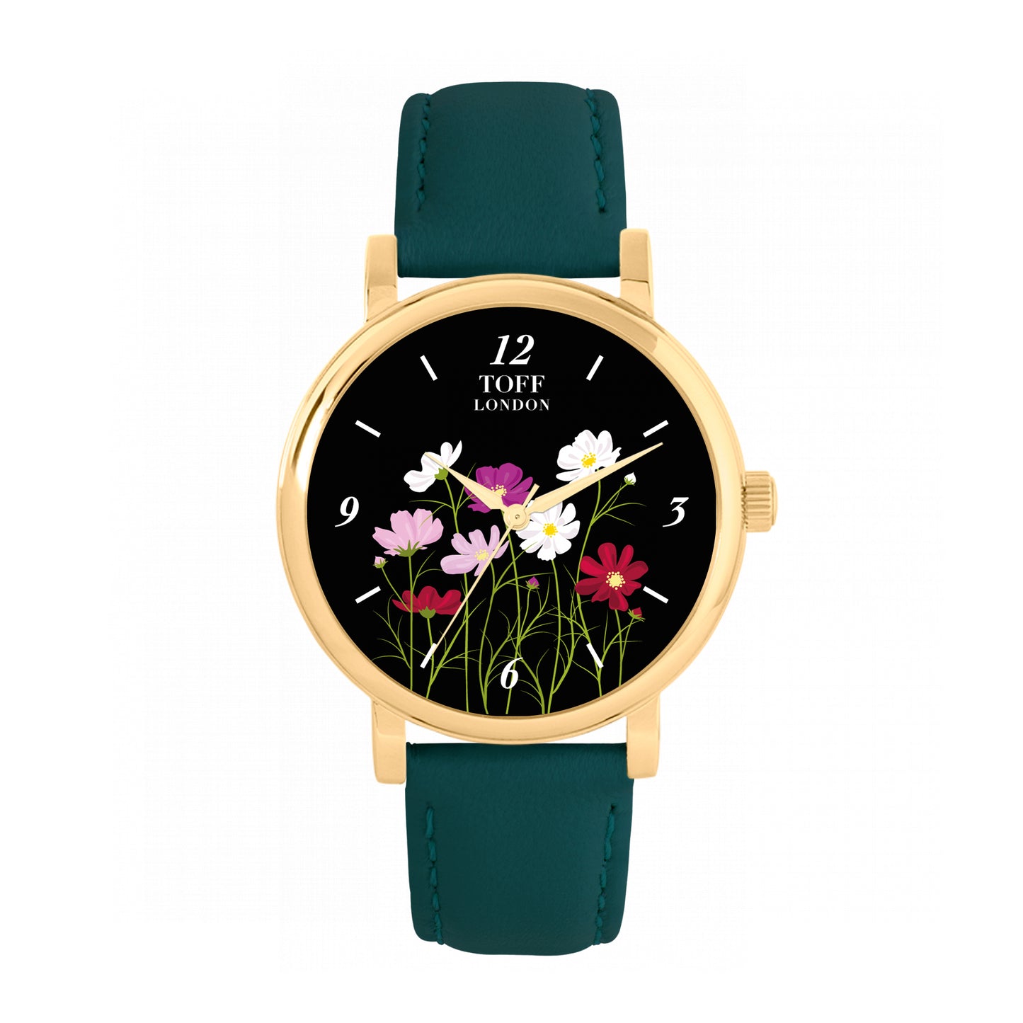Toff London 38mm Cosmos Watch - Gold Case & Green Leather Strap
