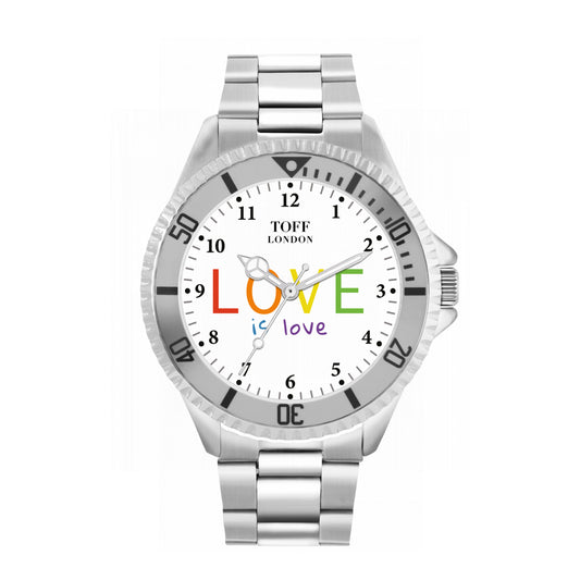 Toff London 42mm Pride Love Is Love Watch - Silver Case & Stainless Steel Strap