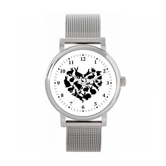 Toff London 38mm Love Rabbits Watch - Silver Case & Stainless Steel Strap