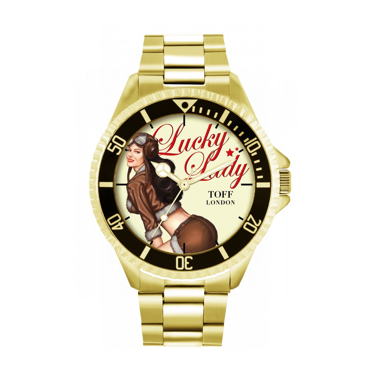 Toff London 42mm Lucky Lady Watch - Gold Case & Stainless Steel Strap