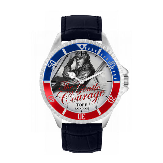 Toff London 42mm Gentle Courage Watch - Silver Case & Blue Leather Strap