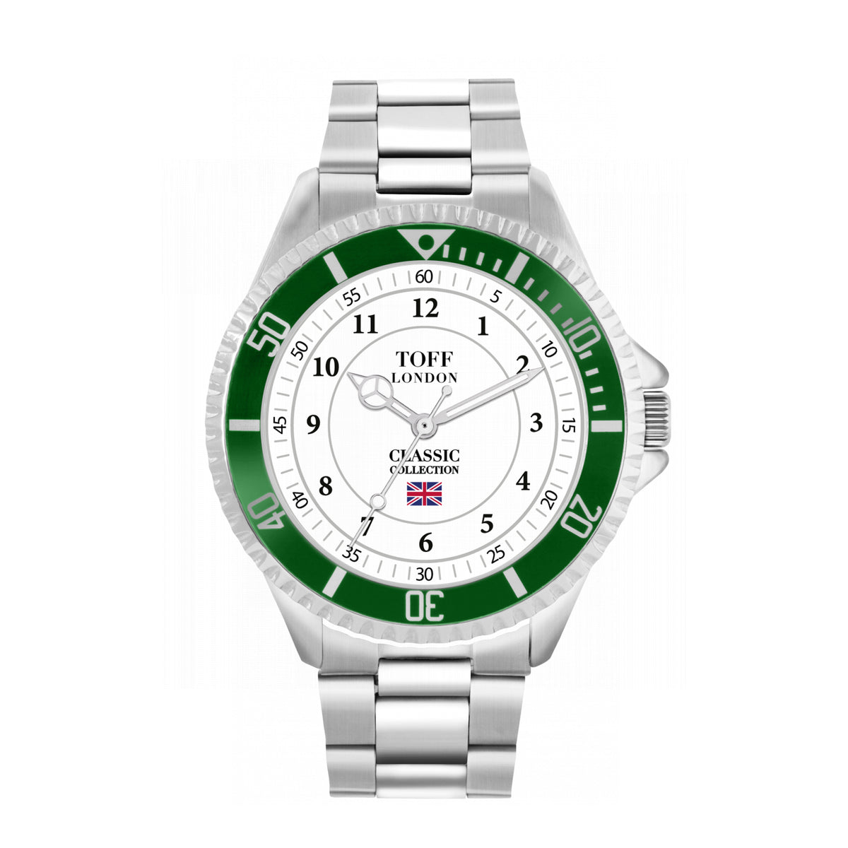 Toff London 42mm Numbers Watch - Silver Case & Stainless Steel Strap