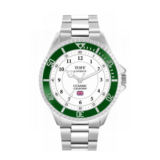 Toff London 42mm Numbers Watch - Silver Case & Stainless Steel Strap
