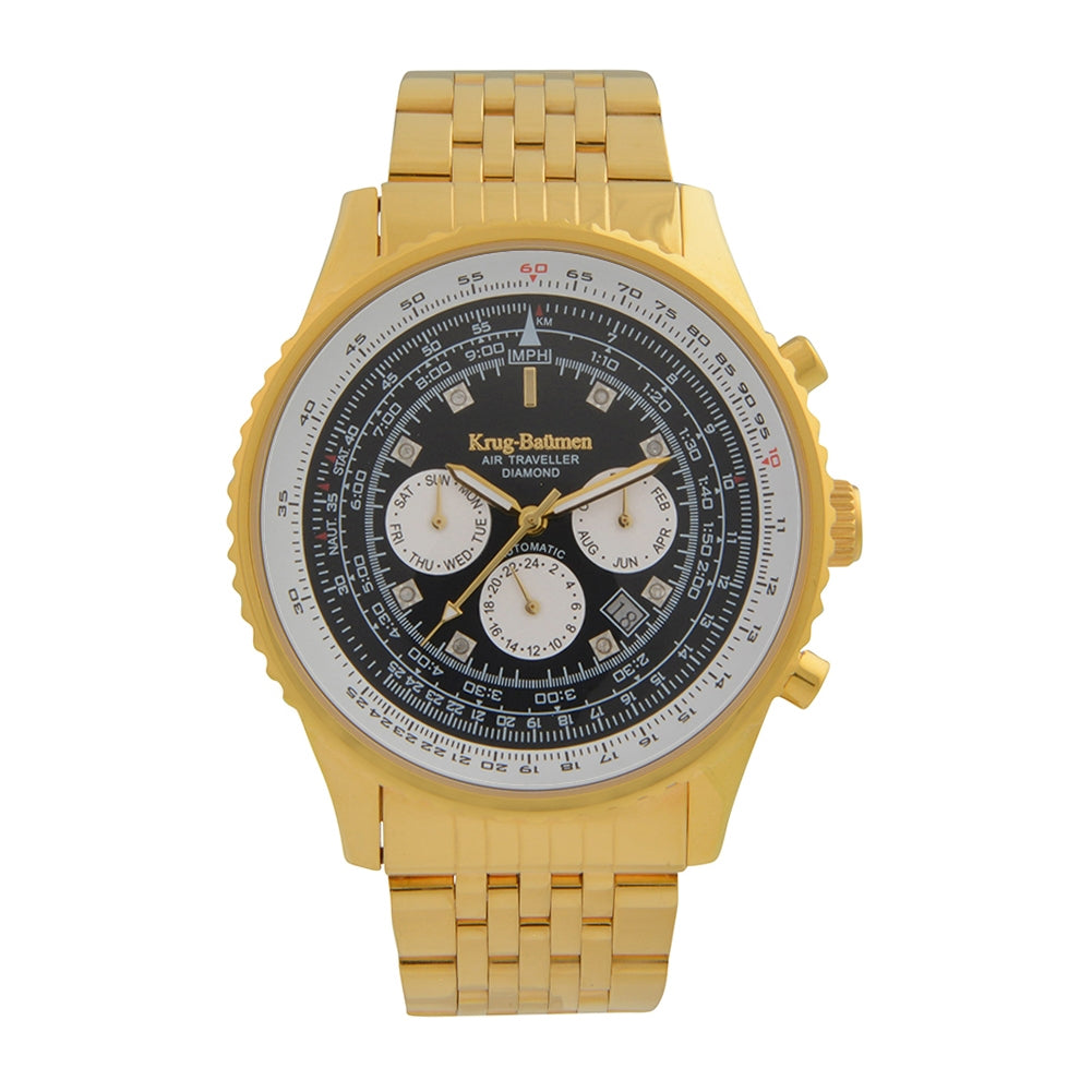 Krug Baümen Mens Air Traveller Diamond Automatic Watch