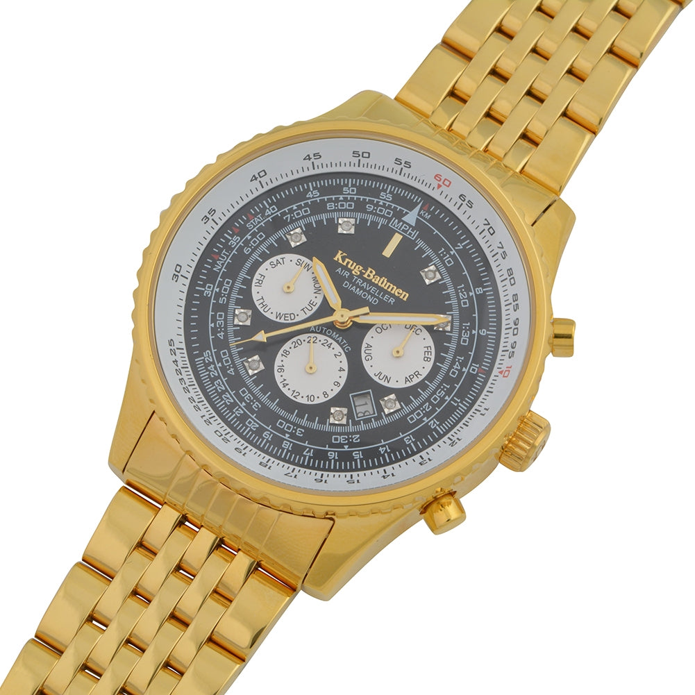 Krug Baümen Mens Air Traveller Diamond Automatic Watch