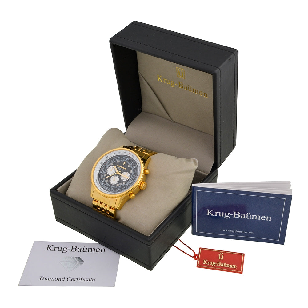 Krug Baümen Mens Air Traveller Diamond Automatic Watch