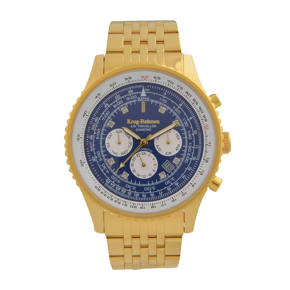 Krug Baümen Mens Air Traveller Diamond Automatic Watch