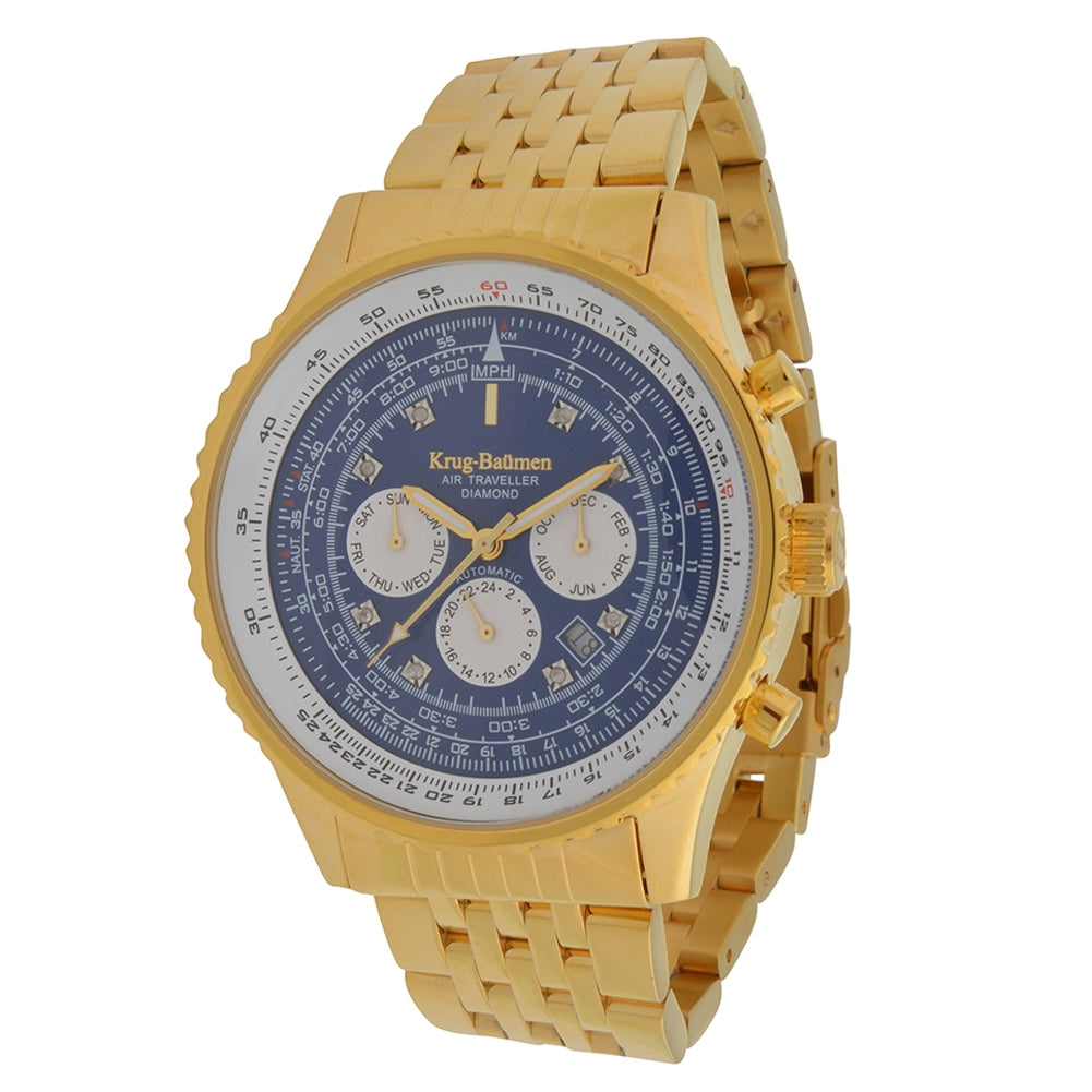 Krug Baümen Mens Air Traveller Diamond Automatic Watch