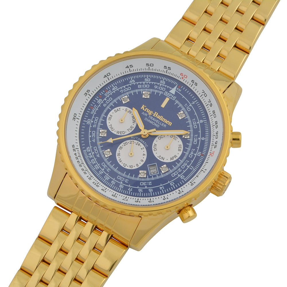 Krug Baümen Mens Air Traveller Diamond Automatic Watch