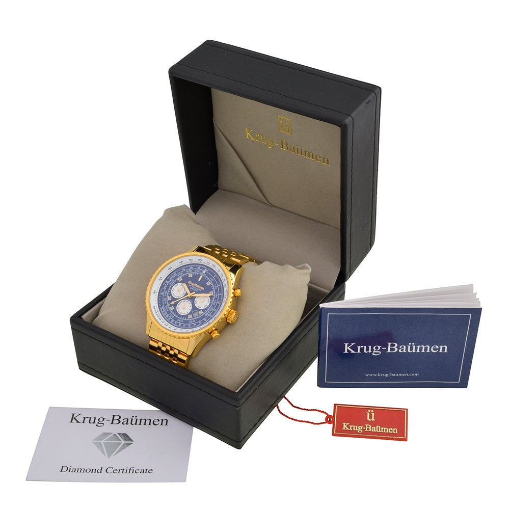 Krug Baümen Mens Air Traveller Diamond Automatic Watch