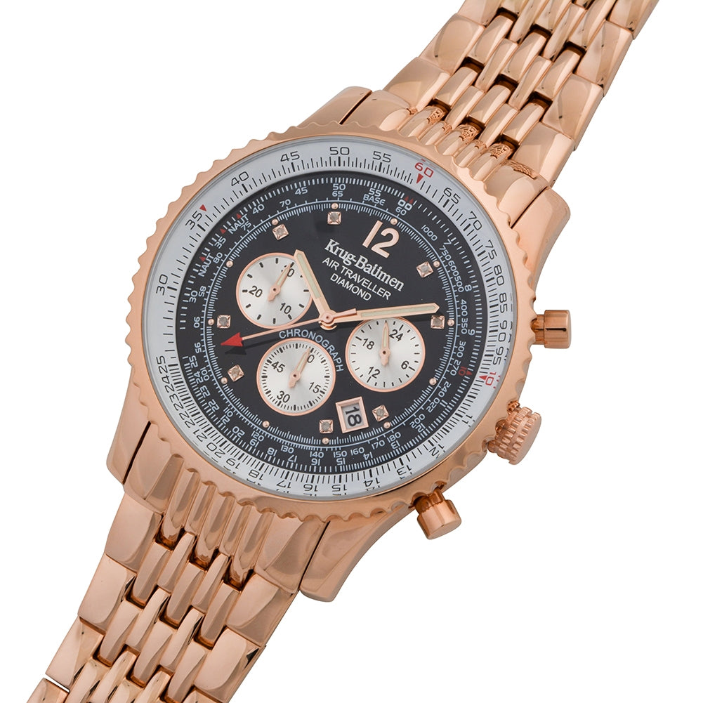 Krug Baümen Mens Air Traveller Diamond XL Watch