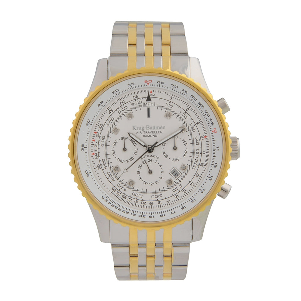 Krug Baümen Mens Air Traveller Diamond Automatic Watch