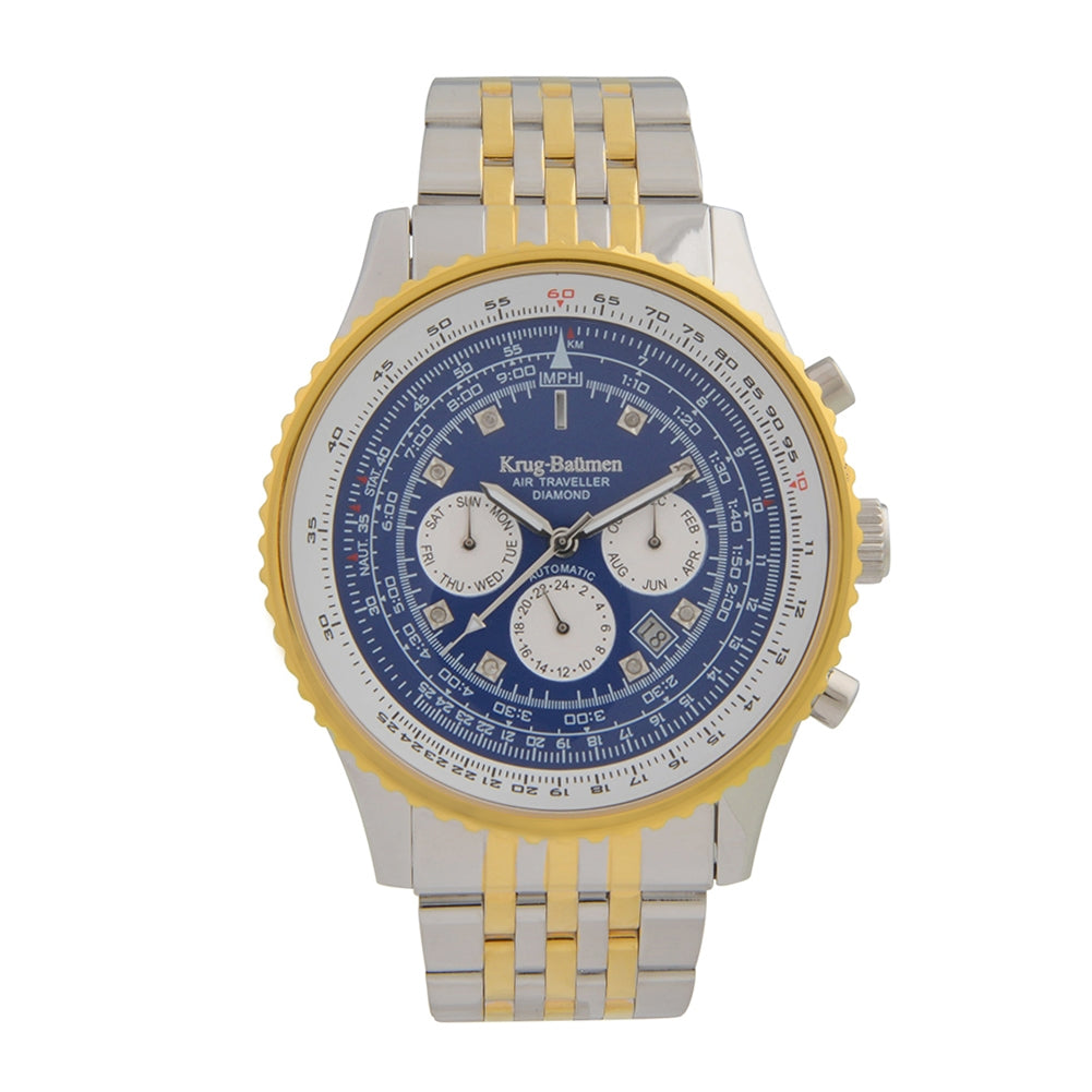 Krug Baümen Mens Air Traveller Diamond Automatic Watch