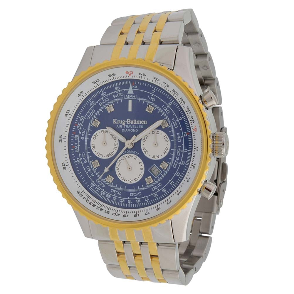 Krug Baümen Mens Air Traveller Diamond Automatic Watch