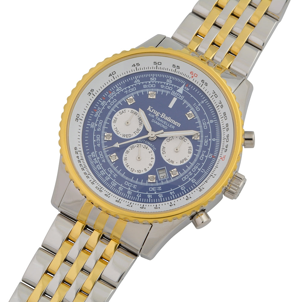 Krug Baümen Mens Air Traveller Diamond Automatic Watch