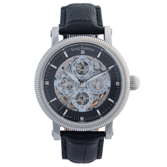 Krug Baümen Mens Majestic Black Leather Strap Watch