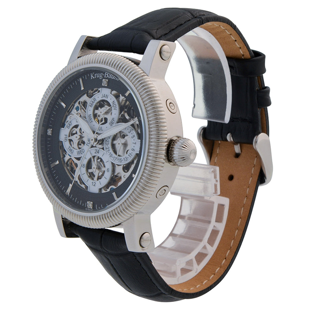 Krug Baümen Mens Majestic Black Leather Strap Watch