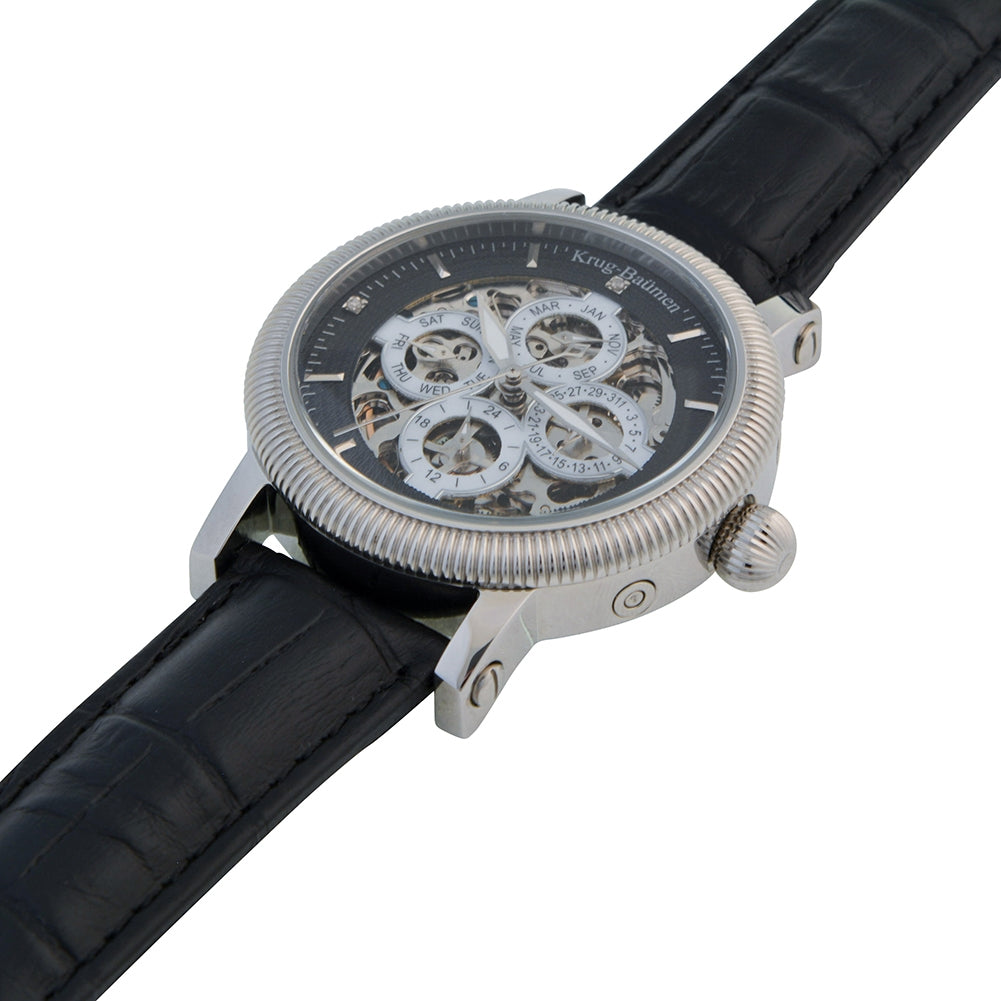 Krug Baümen Mens Majestic Black Leather Strap Watch