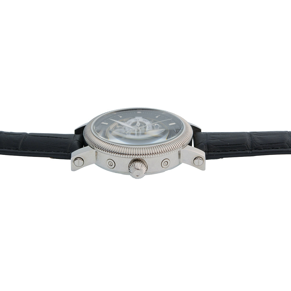 Krug Baümen Mens Majestic Black Leather Strap Watch