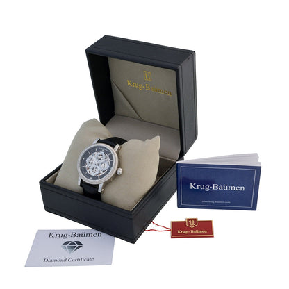 Krug Baümen Mens Majestic Black Leather Strap Watch