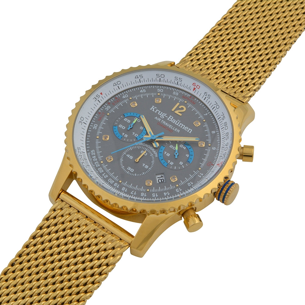 Krug Baümen Mens Air Traveller Diamond Watch